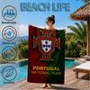 Strandtuch mit Wappen der Portugiesischen Fußballföderation, Schnell trocknend, Pflegeleicht, Geeignet für Fitness und Strandurlaub, Sport-Essential