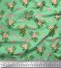 Soimoi Japan Crepe Satin Fabric Tropical Leaves,Floral & Flamingo Bird Print Fabric by the metre 42 Inch