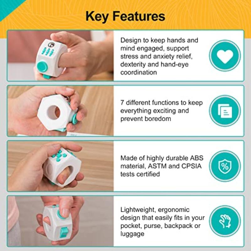 6 Sided Finger Spinning Ring Cube Toy Relieve Stress Roller Sensory Toy For Adults&Kids Add Adhd And Improve Focus