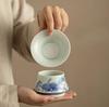 Jingdezhen Glazed Color Blue And White Tea Pitcher Handmade Lotus Japanese Cha Hai Tea Infuser Justice Cup Tea Craft Accessories