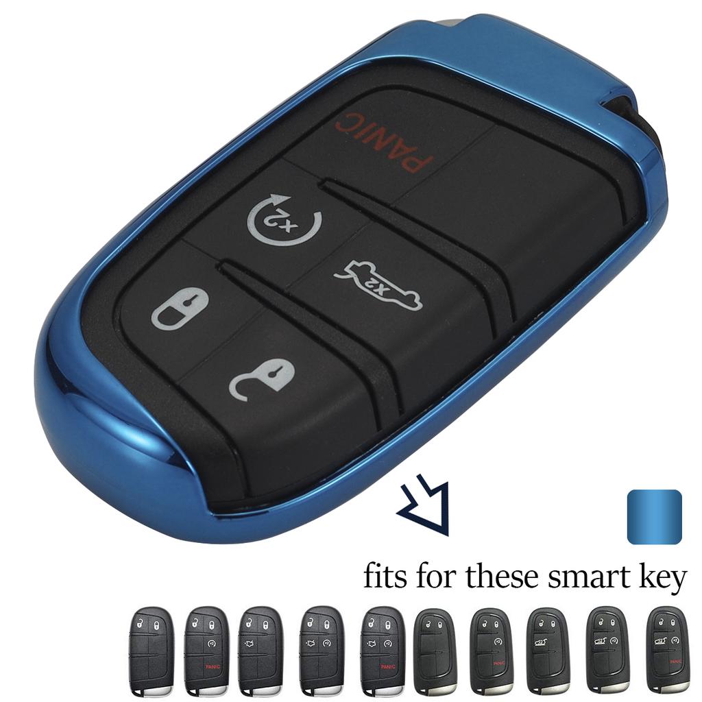 Soft Car Key Fob Cover Fit For Jeep Grand Cherokee Renegade Chrysler Dodge Ram Durango Charger Challenger Journey Dart