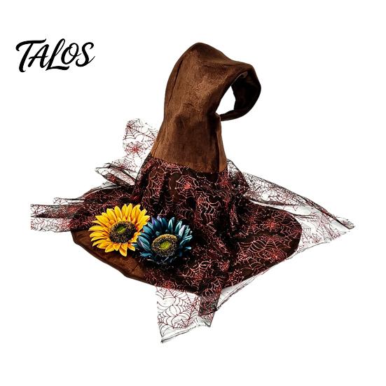 Non-itchy Halloween Hat Women's Large Ruched Witch Hat, Felt Wizard with Photo Prop Ruffle/Flowers/Mesh, Adults Cosplay Costume for Party, Masquerade