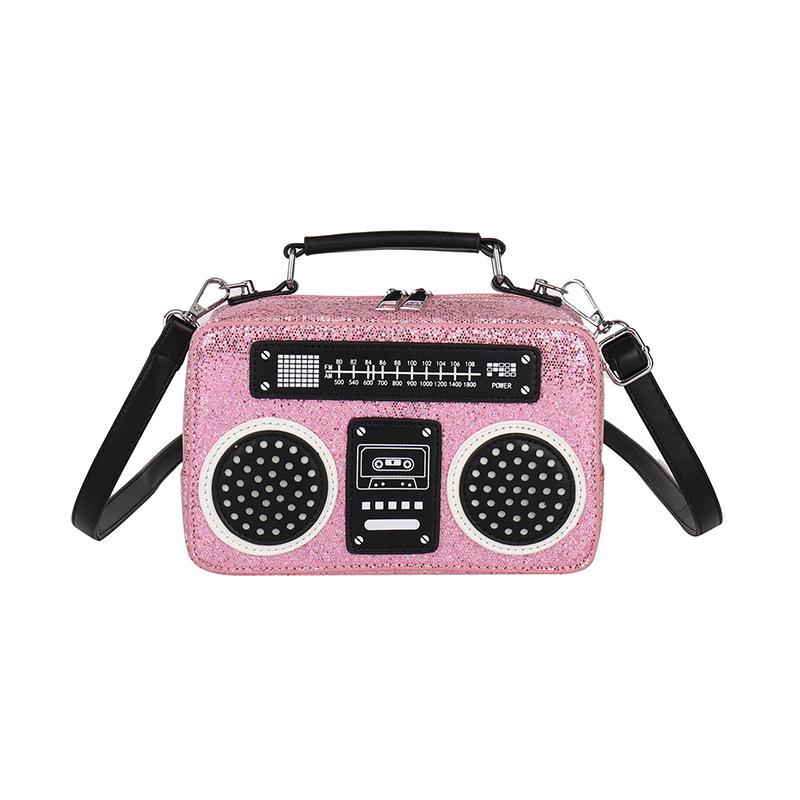 Bolsa rádio com lantejoulas para comércio exterior 2025 nova moda europeia e americana bolsa de ombro de cor contrastante bolsa mensageiro versátil feminina