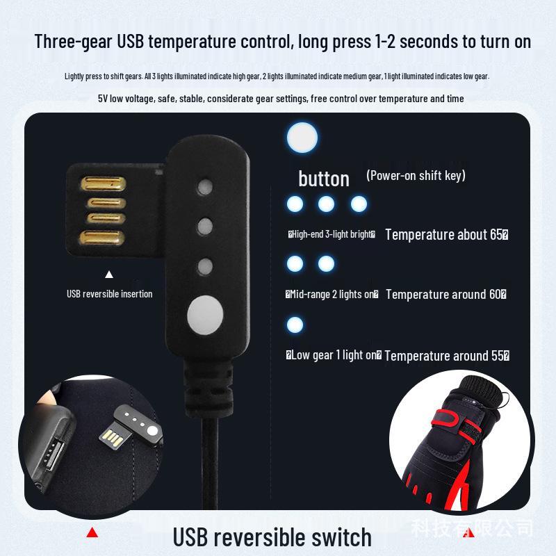 Electric Heated Rechargeable Gloves - Anti-Cold, Thick, for Men & Women, Ideal for Outdoor and Motorcycle Use.