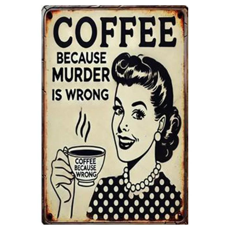 Coffee Fruit Juice Cocktails Tin Sign Art Crafts Tinplate Billboard Decor for Bar Kitchen Home Wall Plate Decor Shabby Plaques