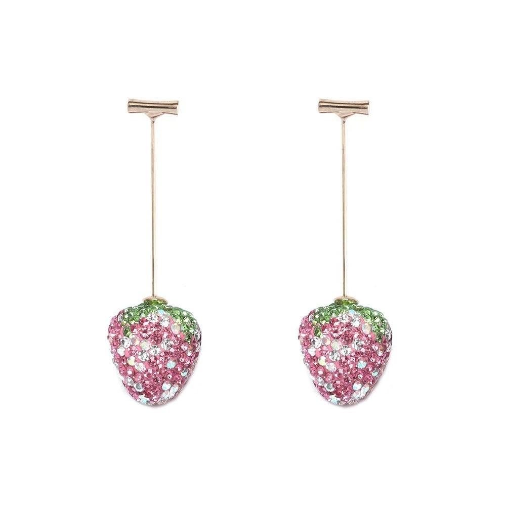 1Pair Shiny Stud Earrings Set Rhinestone Fruit Pendant Earrings Party Decoration