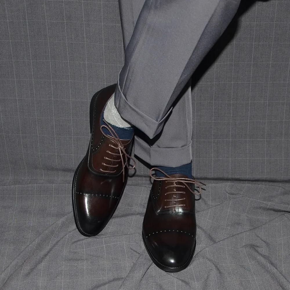 Good Quality Cowhide Genuine Leather Men's Oxford Dress Shoes Gentlemen Suit Shoes Wedding Business Office Formal Shoes for Men