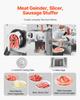 VEVOR Meat Grinder, 14 Lbs/Min Electric Meat Grinder, Slicer, Sausage Stuffer with Blade, Grinding Plate, Sausage Maker