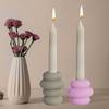 2pcs Taper Candle Holder Silicone Mold 3D Round Candlestick Castings Mould Ornament Gypsum Concrete Resin Molds Decors