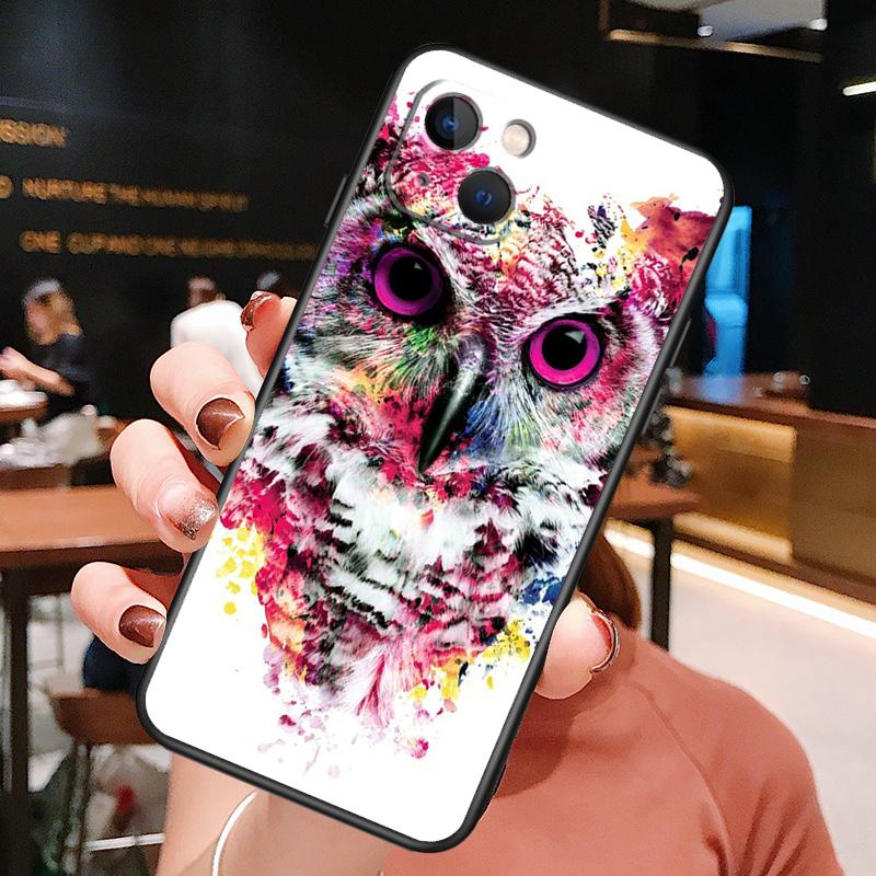 Cartoon Owl Phone Case For iPhone 16 Pro Max 15 14 12 11 13 Pro Max Plus 12 13 Mini XR 16e Funda Silione Cover