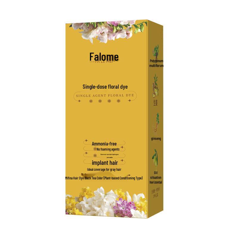 Floral Scented Plant-Based Hair Dye Cream - Gentle on Black Hair, Gray Coverage, Non-Staining, Damage-Free