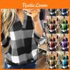 Stylish S-5xl Women's Long Sleeve Plaid T-shirt Blouse With V-neck Design