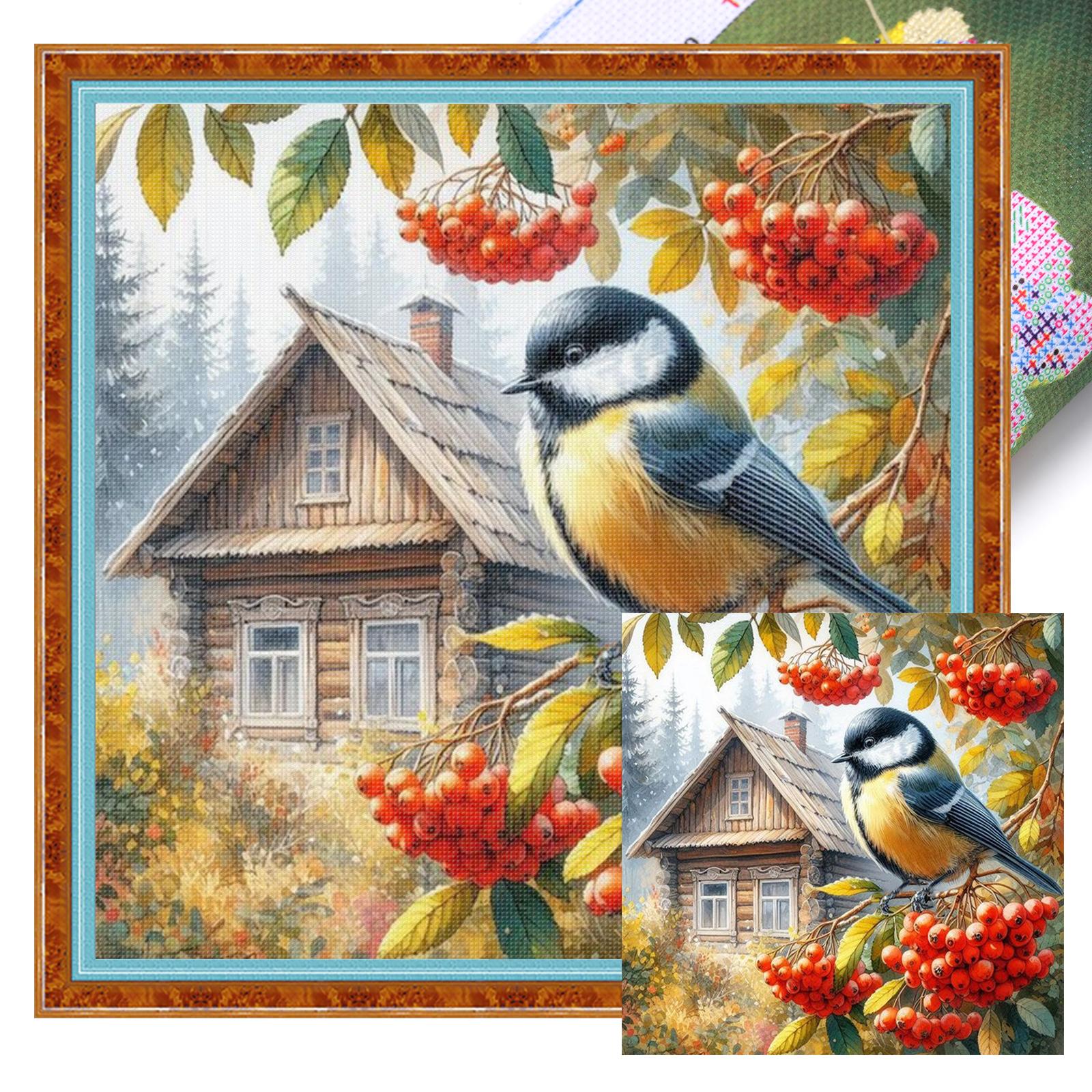 

Birds Full 11CT DIY Stamped Cross Stitch Kits 15.75x15.75in Needlework Embroidery Kit for Beginners Adults Home Decor