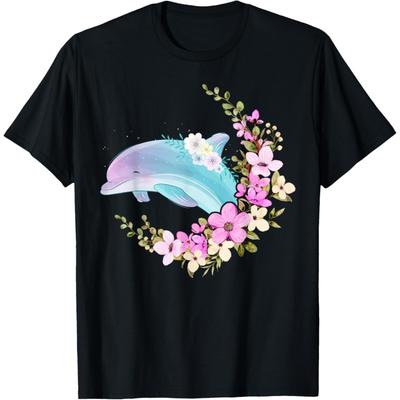 Dolphin Flower Floral T-Shirt(1)