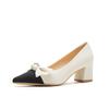 Gentle shoes pointed head shallow mouth thick heel single shoes women bow temperament versatile high heels women
