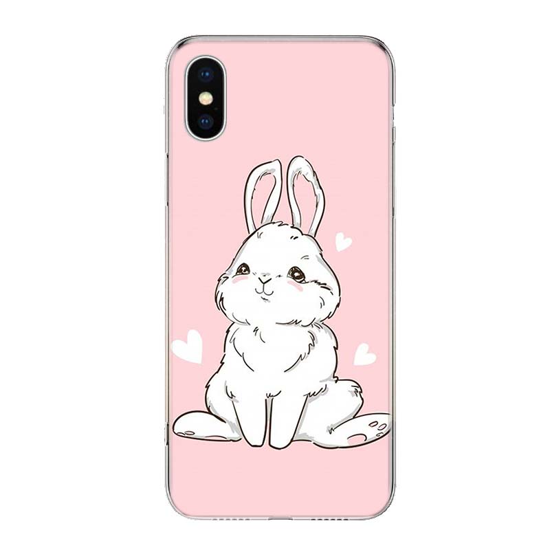 Cute White Baby Rabbits For iPhone 17 Air 16 15 14 Plus 13 Mini 12 11 Pro Max Phone Case 16E 7 Print 8 SE Fundas Cover Soft Coqu