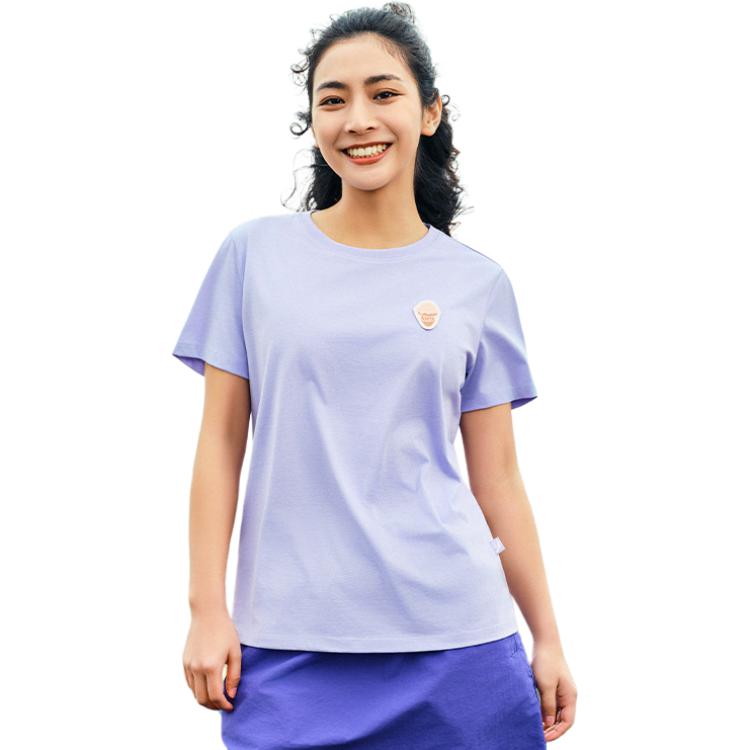 Anta Comfortable Breathable Solid Color Round Neck Versatile Short Sleeve T-Shirt Women T-Shirts Fresh-Purple 962528112-2
