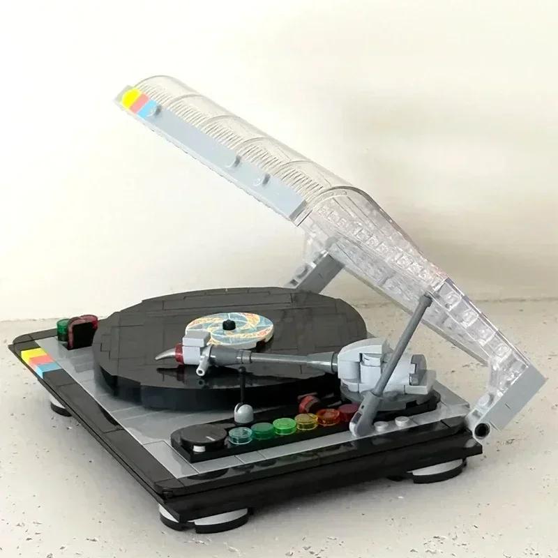 MOC Classic Festival Retro Record Player Building Blocks Model Music Player Assemble Bricks Birthday Toy Gift For Kid Adult