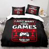 Gamer Dekbedovertrek Set Videogame Gaming Jongens Gamepad Actie Blauwe Knopen Decor King Size Voor Jongens Meisjes Polyester Beddengoed Set