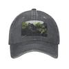 Fashion Traditional Korean Pavilion by a Stream Heritage Fine Art Baseball Cap Couples Cap FeUnisex