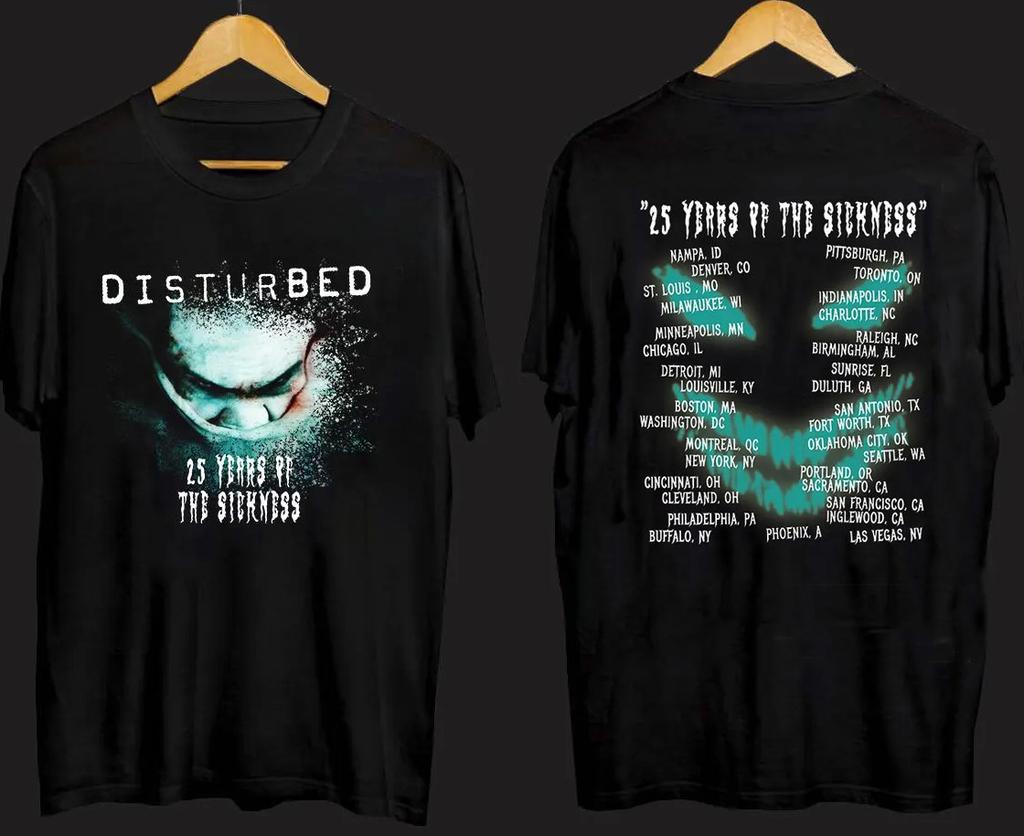 Disturbed Band Tour 25 Years Of The Sickness Cotton Adult T-Shirt WA244