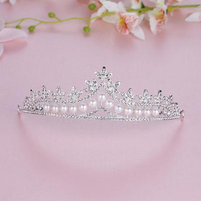 Bridal Alloy Rhinestone Pearl Crown & Headdress Wedding Jewelry