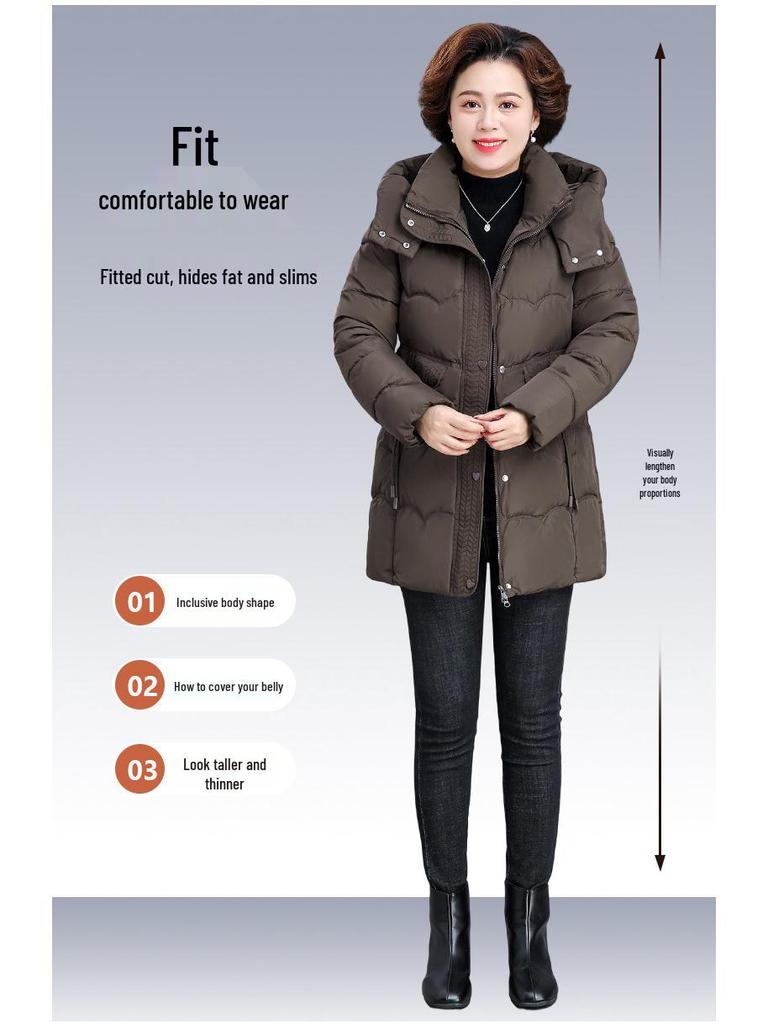 2025 Mid-Length Cotton Padded Jacket: Warm Winter Coat for Middle-Aged & Elderly Women
