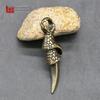 Men's Trendy Copper Dragon Claw & Wolf Tooth Keychain Pendant – European & American Style
