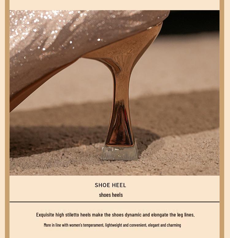 French Sparkly Versatile High Heels - Wedding & Banquet Shoes for Women