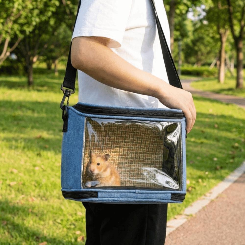 Breathable Mesh Pet Travel Bag Portable Large Capacity Pet Carrier Adjustable Straps Clear Window Hamster Carrying Bag Travel