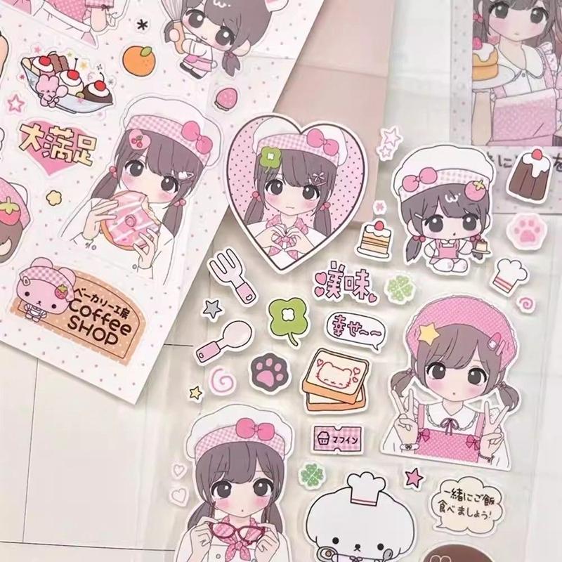 4pcs/lot Cute Japanese Girl Sticker for Phone Camera Luggage Journal Sticker Ins Kawaii Decoration Sticker Gift