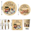 Retro Books Themed Party Supplies: Paper Plates, Napkins, Book Club Tableware & Event Decorations