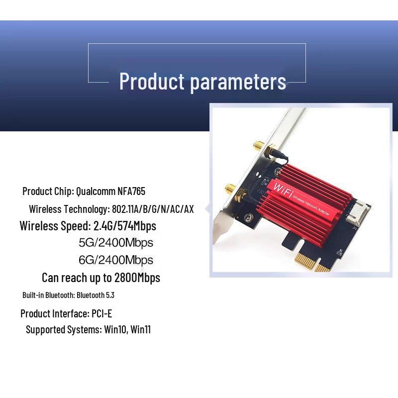 NFA765 Dual-Band AX6000 WiFi 6E & Bluetooth 5.2 Desktop PCIe Wireless Network Card