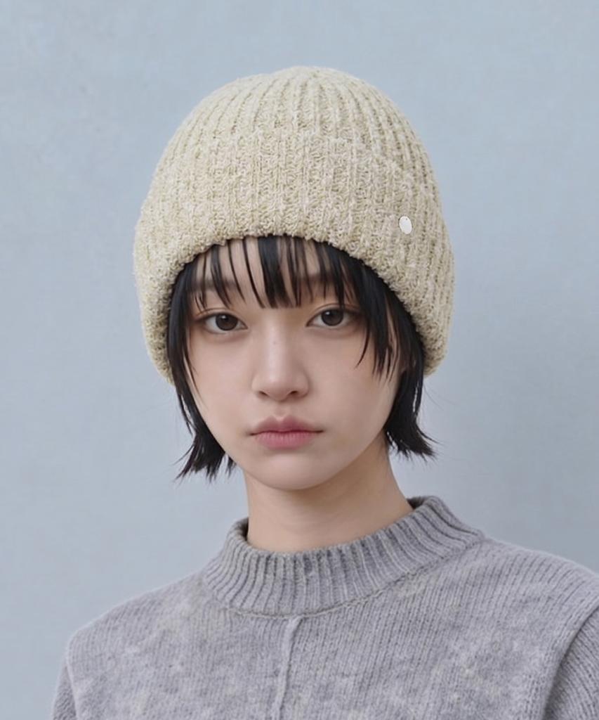 Eondeokeonteulolseutyudio Cotton Summer Beanie Stick Rib Beanie / Pop Cotton / Melange Olive
