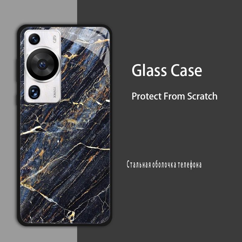 

Tempered Glass Phone Case For Huawei P60 Pro Cover P60Pro Luxury Hard Back Bumper for Huawei P60 Pro Marble Painted Coque Bumper For Huawei P60