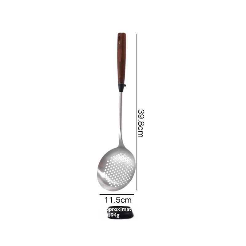 Stainless Steel Turner With Wooden Handle Heat-Resistant Long Handle Soup Ladle Spatula Kitchen Cooking Utensils
