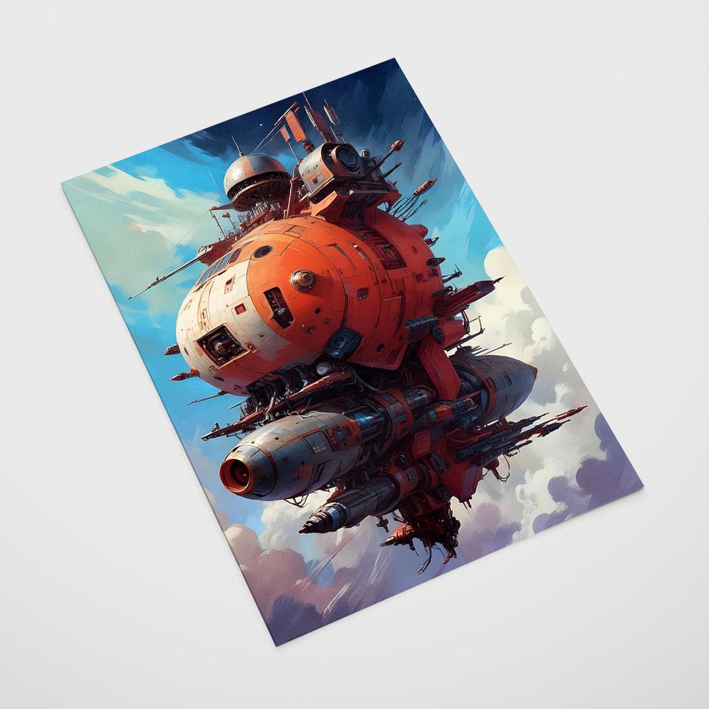 Plakat statek kosmiczny fantazy