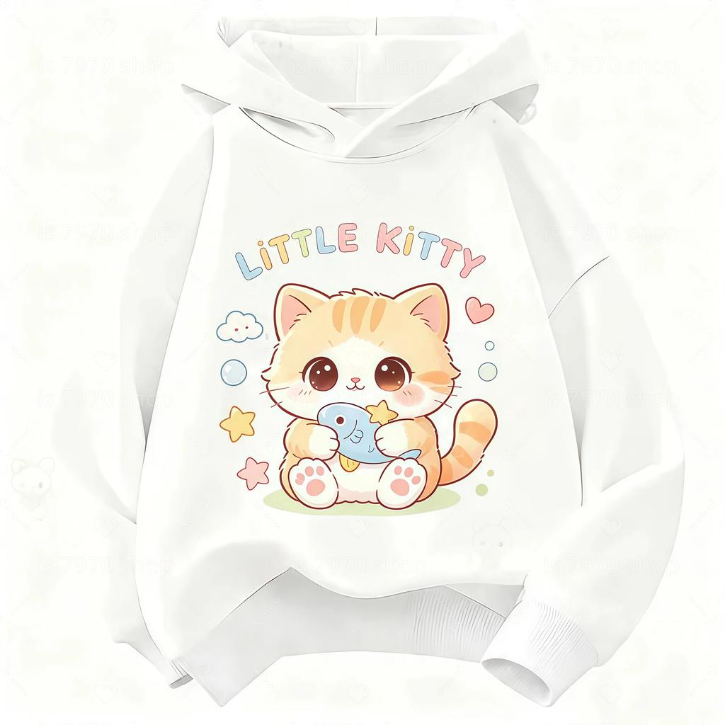 Autumn-Winter Fashion Cartoon Kids' Casual Long-Sleeved Hooded Shirt - Korean Style Warm and Comfortable Top boys and girls