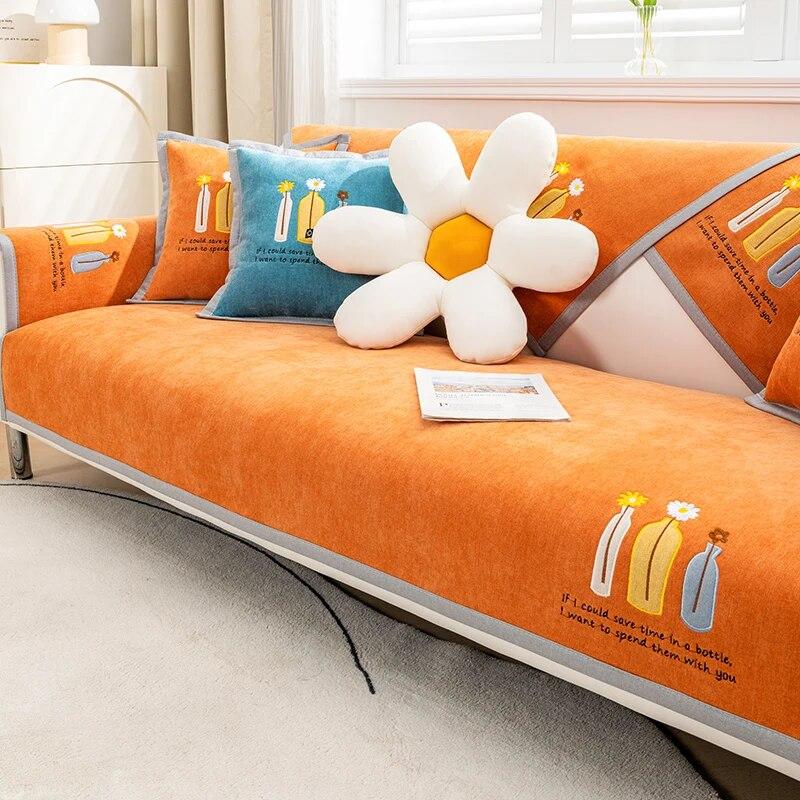 

Современные бутылки, хлопковая подушка для дивана с вышивкой, удобное нескользящее стеганое полотенце для дивана, универсальное украшение для гостиной 70x70cm 1pcs