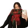 Korean Style Christmas Plaid Thickened Warm Long Scarf and Shawl