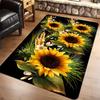 Sunflower Pattern Non-Slip Area Rug, Machine Washable Soft Polyester Mat for Living Room Bedroom Kitchen Entryway Decor