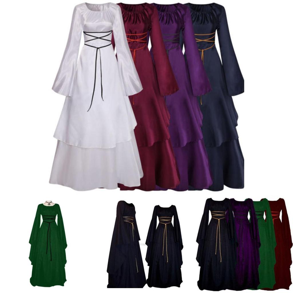Majestic Long Bell Sleeve Women's Vintage Dress For Comic-con And Carnivals