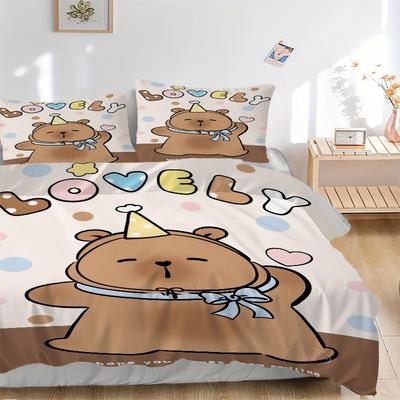 3pcs Anime Cartoon Bear Bedding Set - Includes One Quilt Cover and Two Pillowcases (No Core) - Perfect for Bedroom and Guest Room Decoration