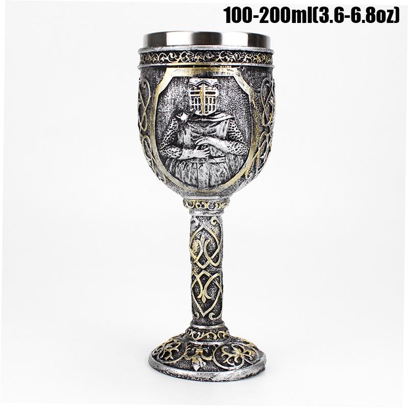 3D Knight Mug Wine Goblet BEST Birthday Halloween Father's Day Gift Resin Outer Stainless Steel Inwall Cool Retro Wine Glass