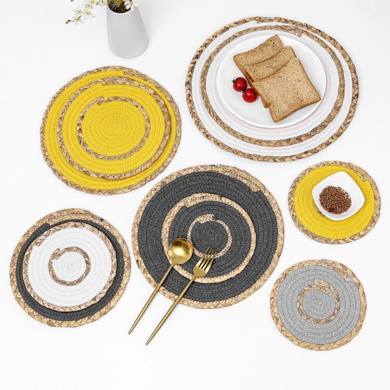 1Pcs Linen Woven Round Placemats Table Mat Heat Insulation Pad Non Slip Coasters 1Pcs Linen Woven Round Placemats Table Mat Heat Insulation Pad Non Slip Coasters