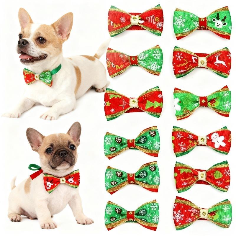 1-40Bags Pet Bow Tie Christmas Dog Cat Accessory Adjustable Festive Party Decorative Tie Ideal Holiday Gift for Pets