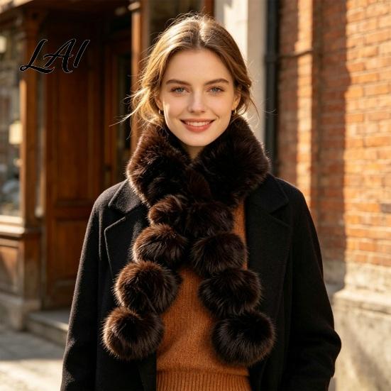 Winter Warm Scarf for Women Faux Fur Scarf Neck Warmer with Magnetic Buckle Elegant Gift Draping Design Plush Long Soft Collar Cold Weather