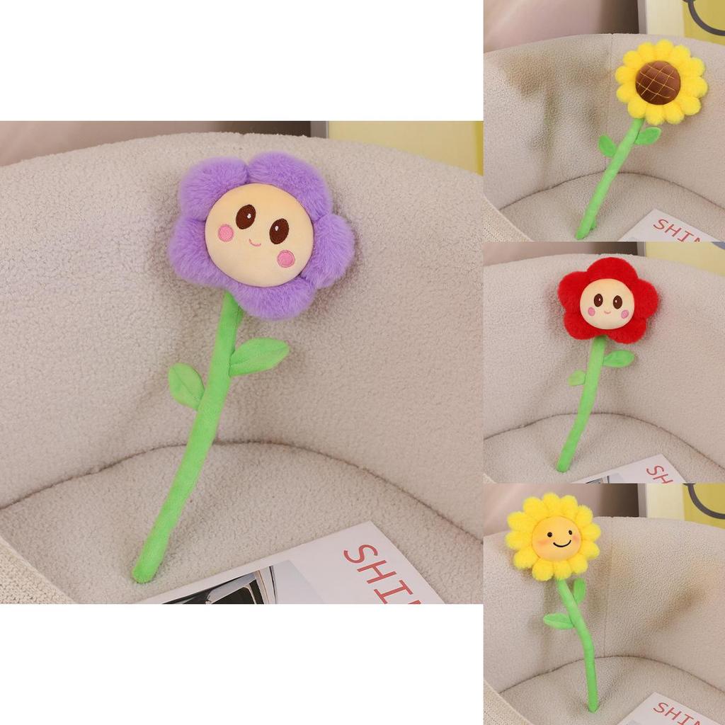 Realistic Sunflower Plush Toy Long Stem Pp Cotton Home Decor Gift For Girls