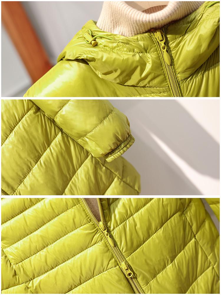 Women's Mid-Length Lightweight Hooded Down Jacket - 2025 Autumn/Winter Slim Fit Plus Size Outerwear