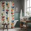 Mid-Century Modern Shower Curtain - Retro Geometric, 50s MCM, Teal, Green, Mustard & Rust, Quirky Bath Decor